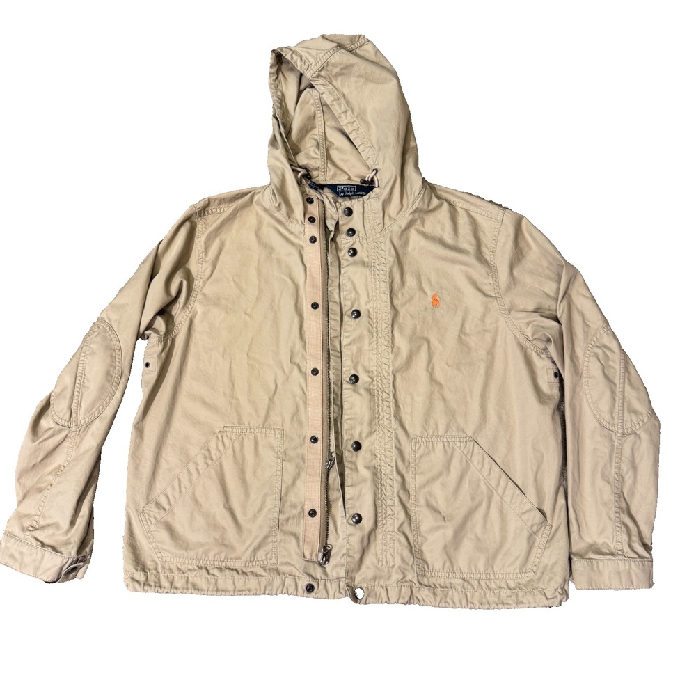 Vintage Polo Ralph Lauren military style Jacket Men's L Beige Lightweight